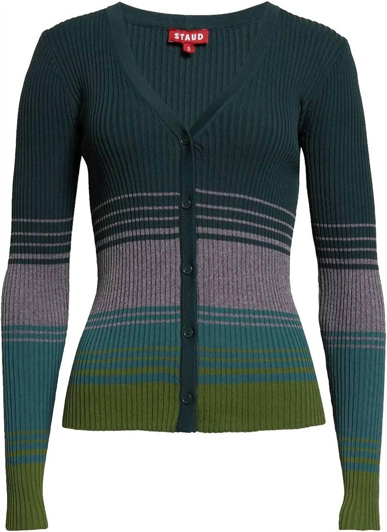 Women'S Cargo Color Block Ribbed Sweater - Pine Forest