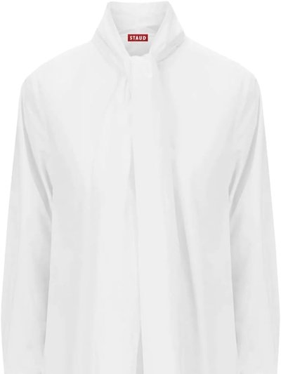 STAUD Womens Maryn Tie Neck Long Sleeve Cotton Poplin Mini Shirtdress product