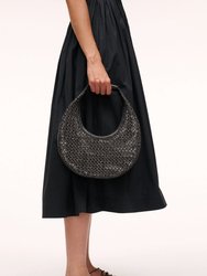 Women's Moon Woven Tote Bag, Black - Black
