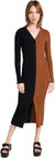 Women's Shoko Sweater, Tan/Black, Ribbed Knit Cardigan Dress - Multicolor