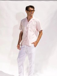 Linen Short Sleeve Summer Shirt - Soft Pink