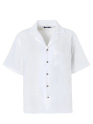 Linen Short Sleeve Summer Shirt - White - White