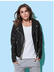 Stedman Womens/Ladies Active Biker Jacket (Black Opal) - Black Opal