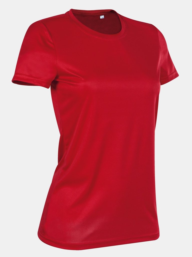 Stedman Womens/Ladies Active Sports Tee (Crimson Red) - Crimson Red