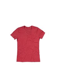 Stedman Mens Luke Melange V Neck T-Shirt (Cherry Heather) - Cherry Heather
