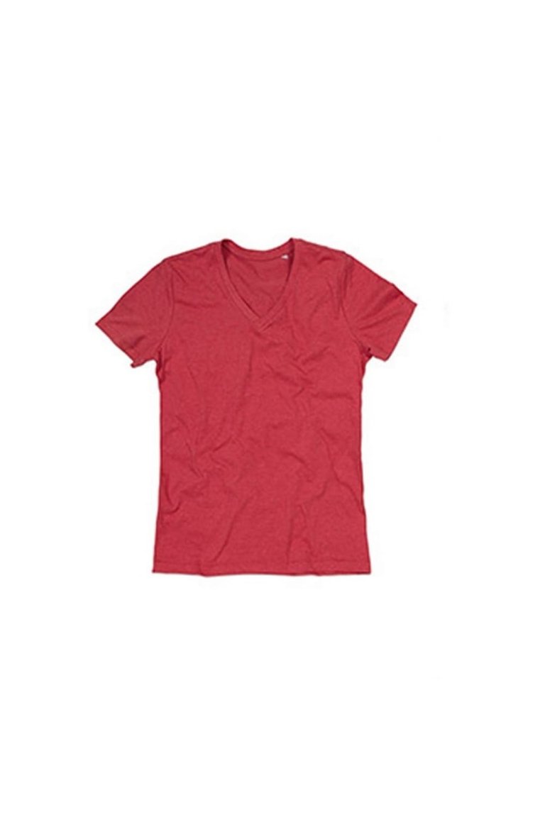 Stedman Mens Luke Melange V Neck T-Shirt (Cherry Heather) - Cherry Heather