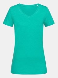 Stedman Stars Womens/Ladies Sharon Slub V Neck T-Shirt (Bahama Green)