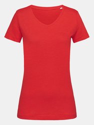 Stedman Stars Womens/Ladies Sharon Slub V Neck T-Shirt (Crimson Red)