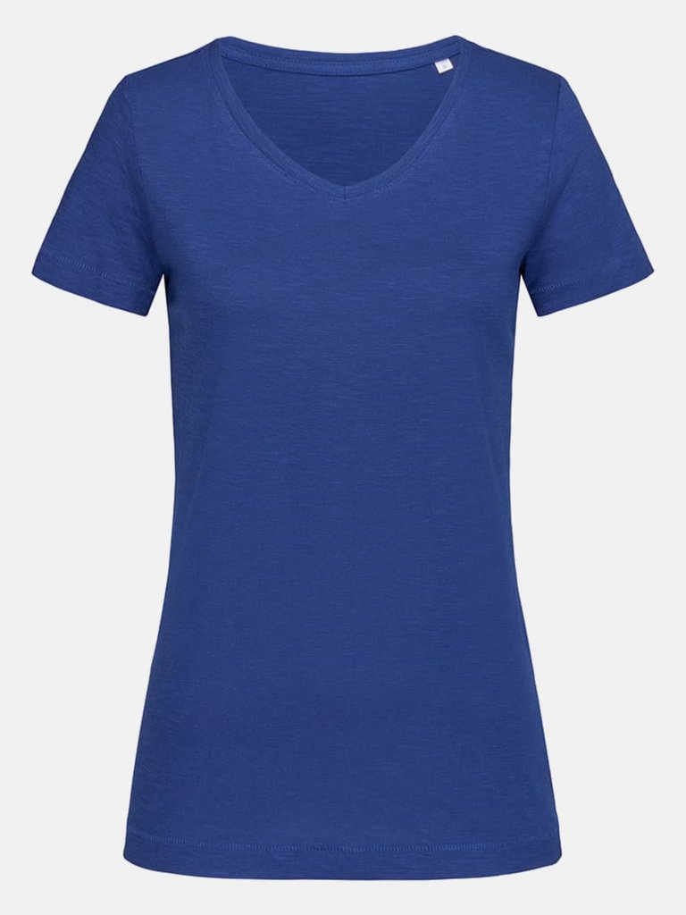 Stedman Stars Womens/Ladies Sharon Slub V Neck T-Shirt (True Blue) - True Blue