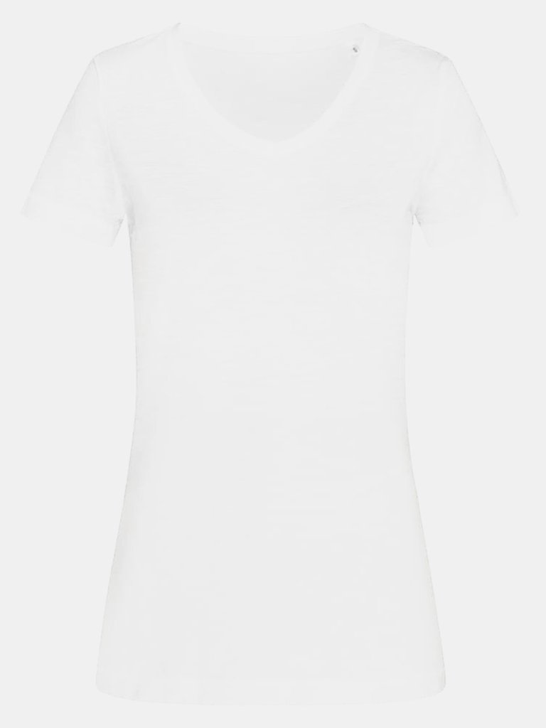 Stedman Stars Womens/Ladies Sharon Slub V Neck T-Shirt (White) - White