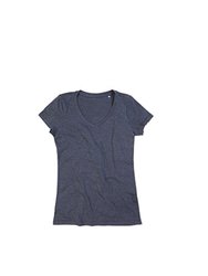 Stedman Womens/Ladies Lisa Melange V Neck T-Shirt (Charcoal Heather Gray) - Charcoal Heather Gray