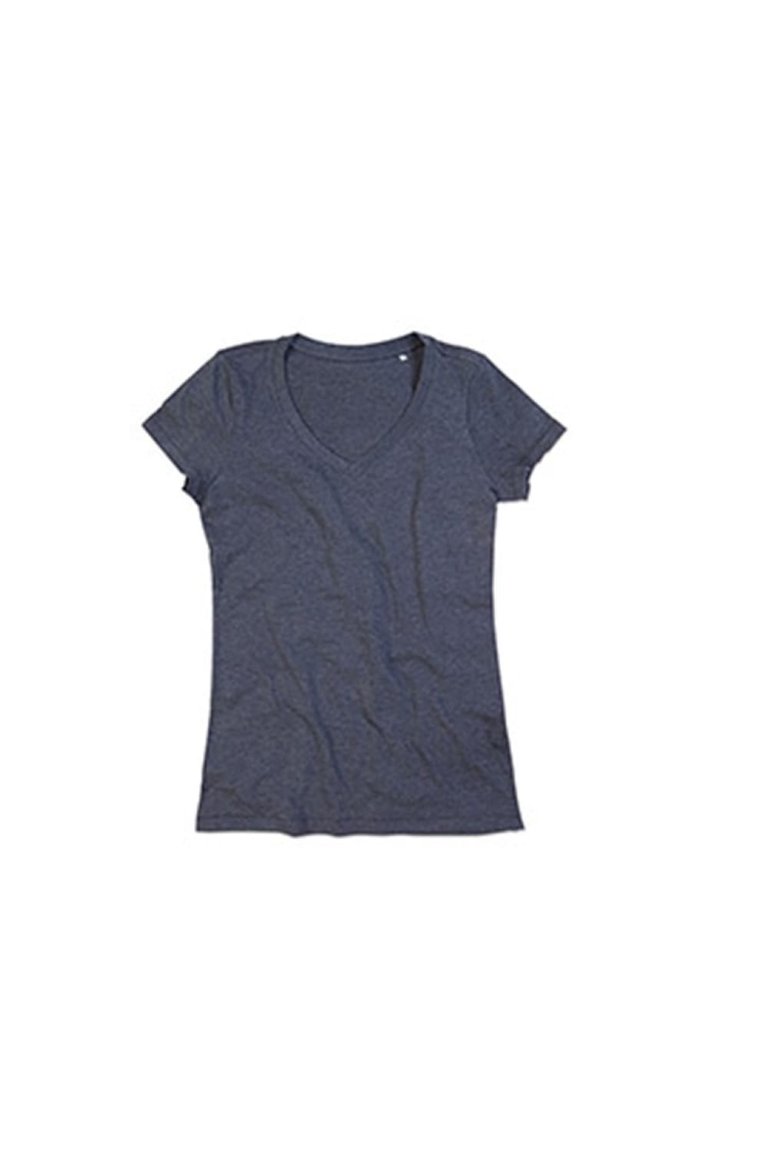 Stedman Womens/Ladies Lisa Melange V Neck T-Shirt (Charcoal Heather Gray) - Charcoal Heather Gray