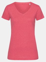 Stedman Womens/Ladies Lisa Melange V Neck T-Shirt (Cherry Heather) - Cherry Heather