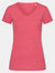 Stedman Womens/Ladies Lisa Melange V Neck T-Shirt (Cherry Heather) - Cherry Heather