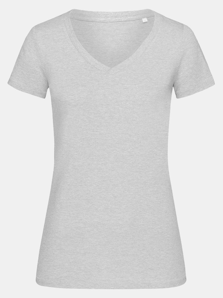 Stedman Womens/Ladies Lisa Melange V Neck T-Shirt (Heather Gray) - Heather Gray