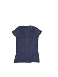 Stedman Womens/Ladies Lisa Melange V Neck T-Shirt (Navy Heather) - Navy Heather