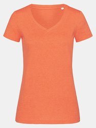 Stedman Womens/Ladies Lisa Melange V Neck T-Shirt (Pumpkin Heather)