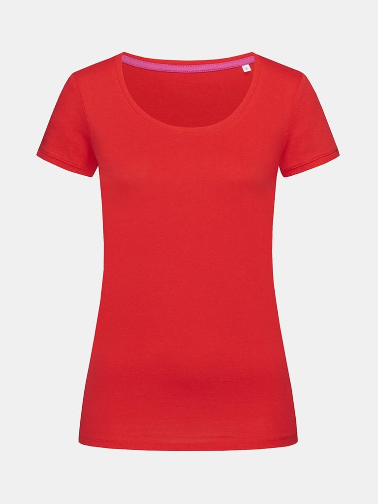 Stedman Womens/Ladies Megan Crew Neck Tee (Crimson Red) - Crimson Red