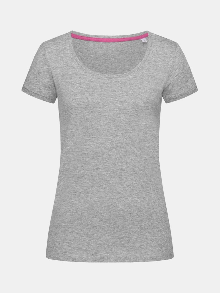 Stedman Womens/Ladies Megan Crew Neck Tee (Heather Gray) - Heather Gray