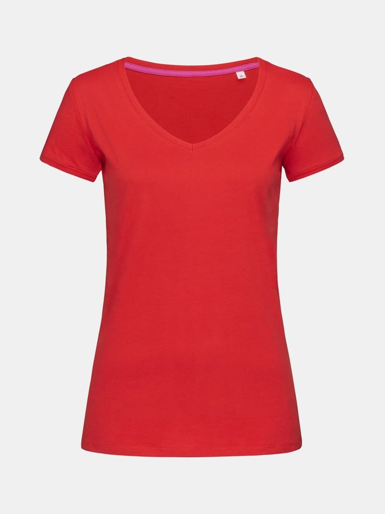 Stedman Womens/Ladies Megan V Neck Tee (Crimson Red) - Crimson Red