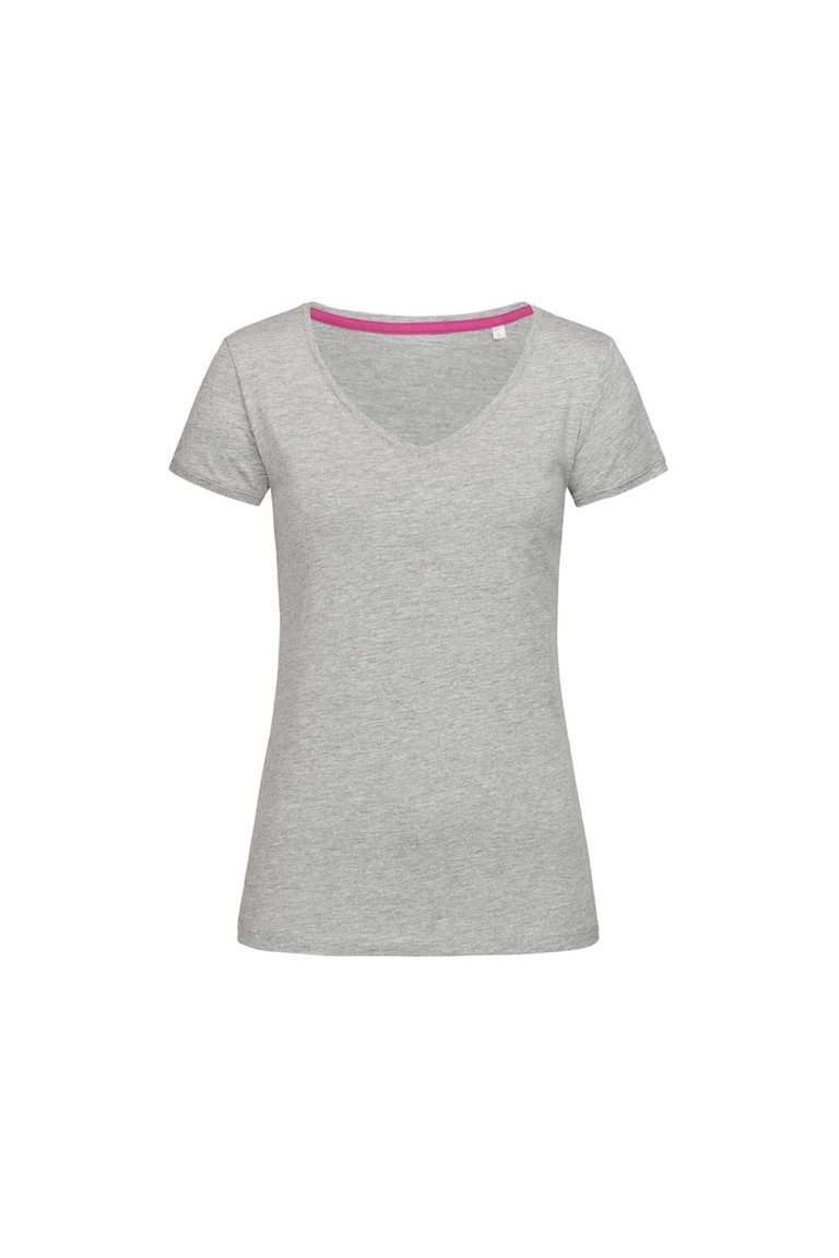 Stedman Womens/Ladies Megan V Neck Tee (Heather Gray) - Heather Gray