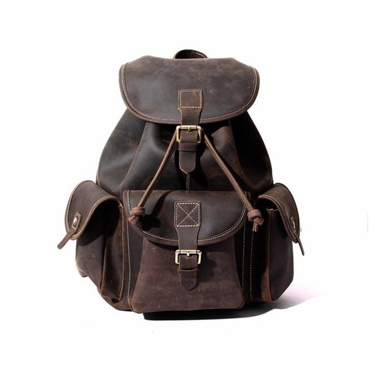 The Asmund Backpack Genuine Leather Rucksack - Dark Brown