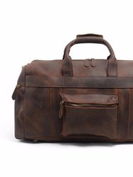 The Asta Weekender Handcrafted Leather Duffle Bag - Dark Brown