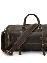 The Bard Weekender Handmade Leather Duffle Bag - Dark brown
