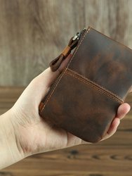 The Cael Handmade Leather Coin Purse with Zipper