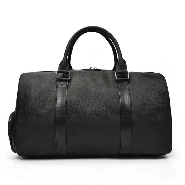 The Endre Weekender Vintage Leather Duffle Bag - Black