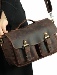 The Faust Leather Crossbody Vintage Camera Messenger Bag - Dark Brown