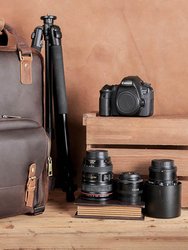 The Gaetano Large Leather Backpack Camera Bag With Tripod Holder