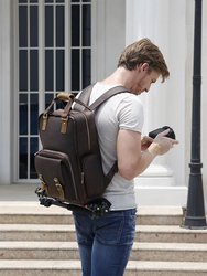 The Gaetano Large Leather Backpack Camera Bag With Tripod Holder