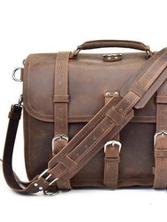 The Gustav Large Capacity Vintage Leather Messenger Bag - Brown