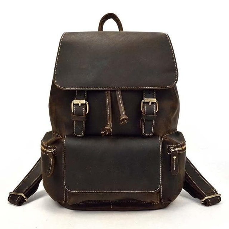 The Hagen Vintage Leather Backpack - Dark Brown