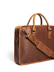 The Hemming Leather Laptop Bag | Vintage Leather Briefcase - Brown