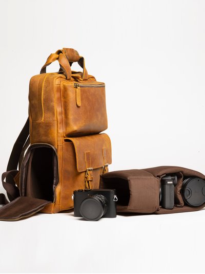 Steel Horse Leather The Mann Bag Large Capacity Leather Camera Backpack product