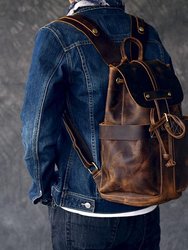 The Olaf Rucksack, Vintage Leather Travel Backpack - Brown