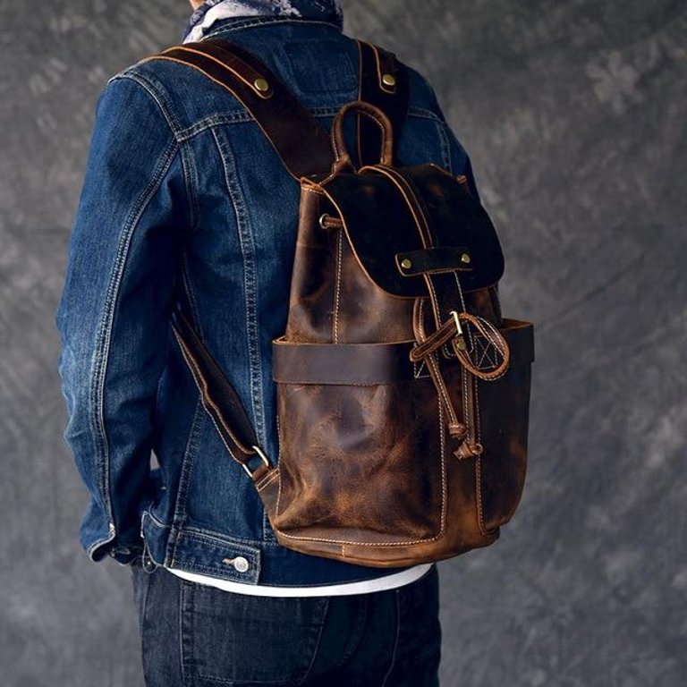 The Olaf Rucksack, Vintage Leather Travel Backpack - Brown