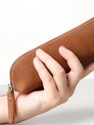 The Paavo Leather Pen Case Leather Makeup Pouch - Brown