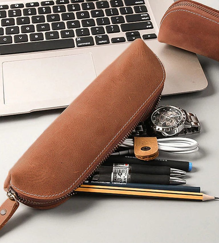 The Paavo Leather Pen Case Leather Makeup Pouch