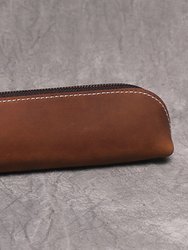 The Paavo Leather Pen Case Leather Makeup Pouch