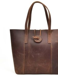 The Taavi Handcrafted Leather Tote Bag - Dark Brown