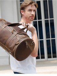 The Wainwright Round  Vintage Leather Weekender