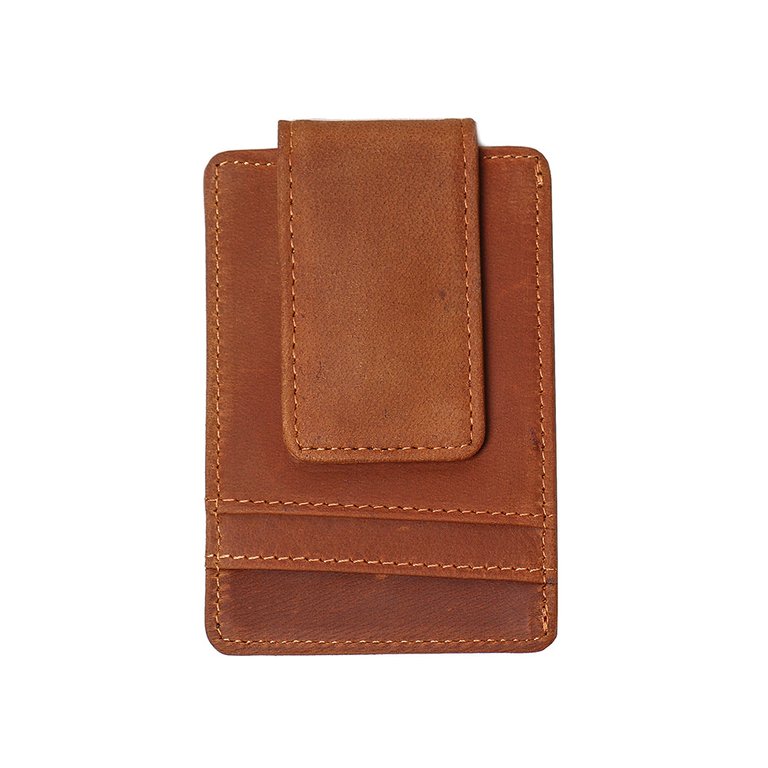 The Walden Handmade Leather Front Pocket Wallet with Money Clip - Brown