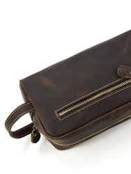 The Wanderer Toiletry Bag | Genuine Leather Toiletry Bag - Dark Brown