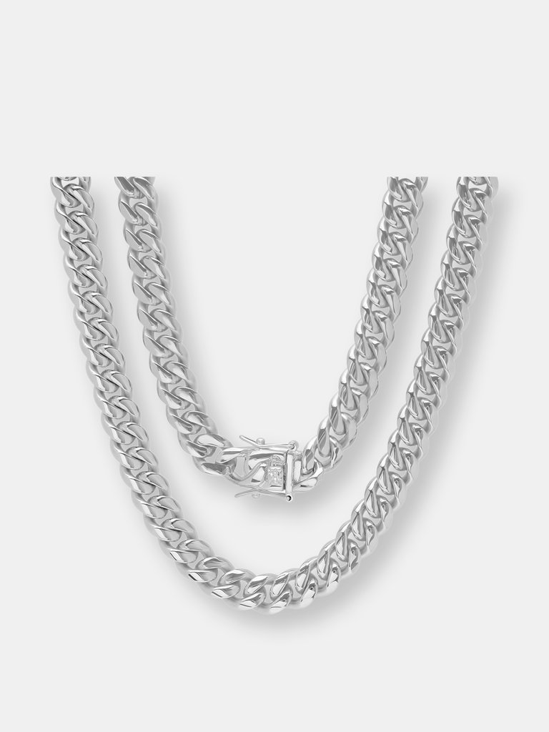 10mm Deluxe Cuban Link Chain Necklace - Silver