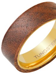 18K Gold Plated Tungsten + Wood Ring Band