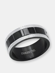 Black Ion Plated Stainless Steel Ring Band - Black