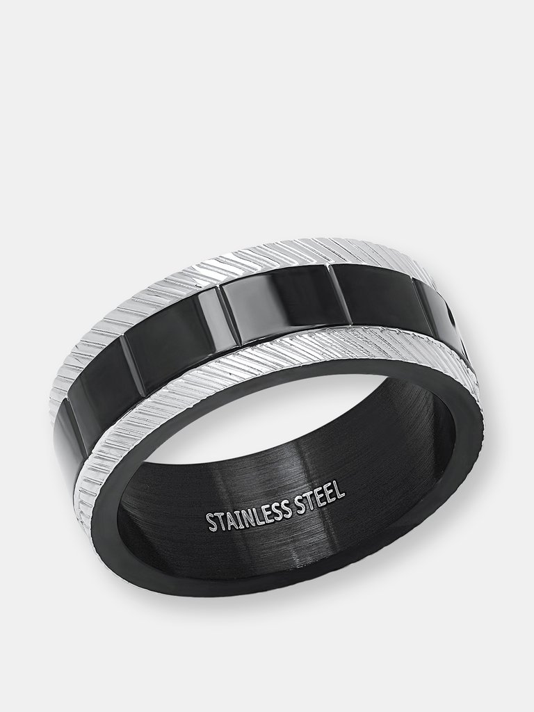 Black Ion Plated Stainless Steel Ring Band - Black
